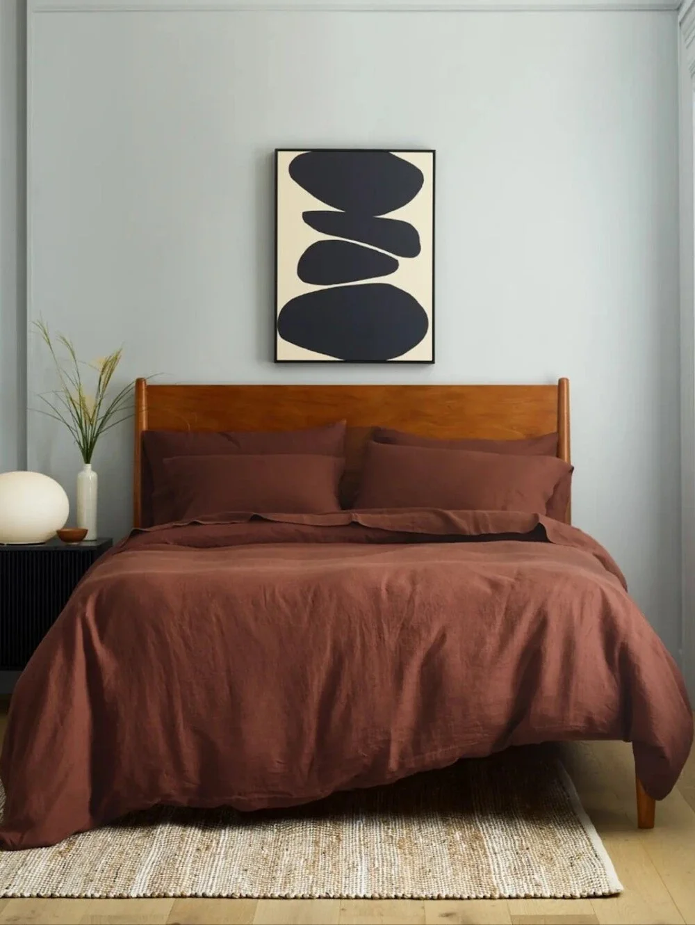 Quince European Linen Duvet Cover + Fitted Sheet Set - Bordeaux